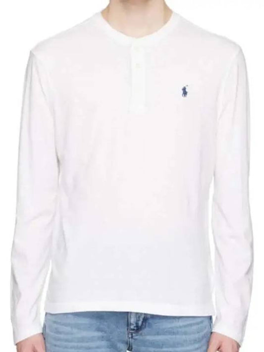 Polo Ralph Lauren logoembroided slub henley buttonpiqué cotton top - POLO RALPH LAUREN - BALAAN 1