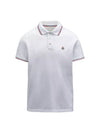 Stripe Trimming Logo Short Sleeve Polo Shirt White - MONCLER - BALAAN 1