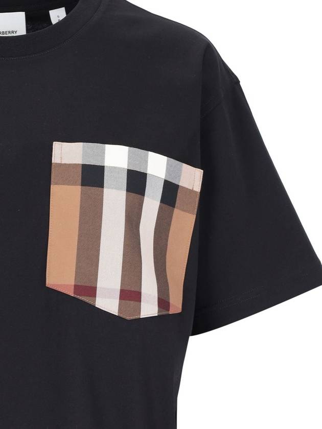 Carrick Check Print Crew Neck Long Sleeve T-Shirt Black - BURBERRY - BALAAN 4