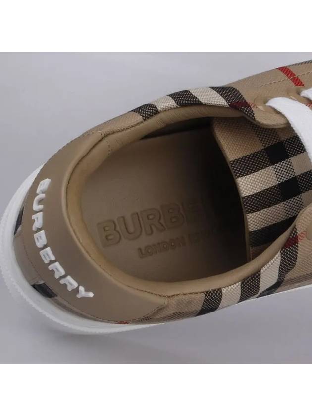 Vintage Check and Leather Sneakers Archive Beige - BURBERRY - BALAAN 4