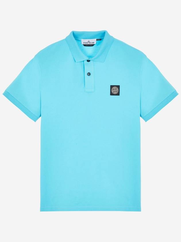 Men's Logo Patch Cotton Polo Shirt Blue - STONE ISLAND - BALAAN 2