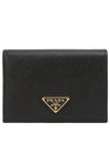 Small Saffiano Triangle Logo Wallet Black - PRADA - BALAAN 2