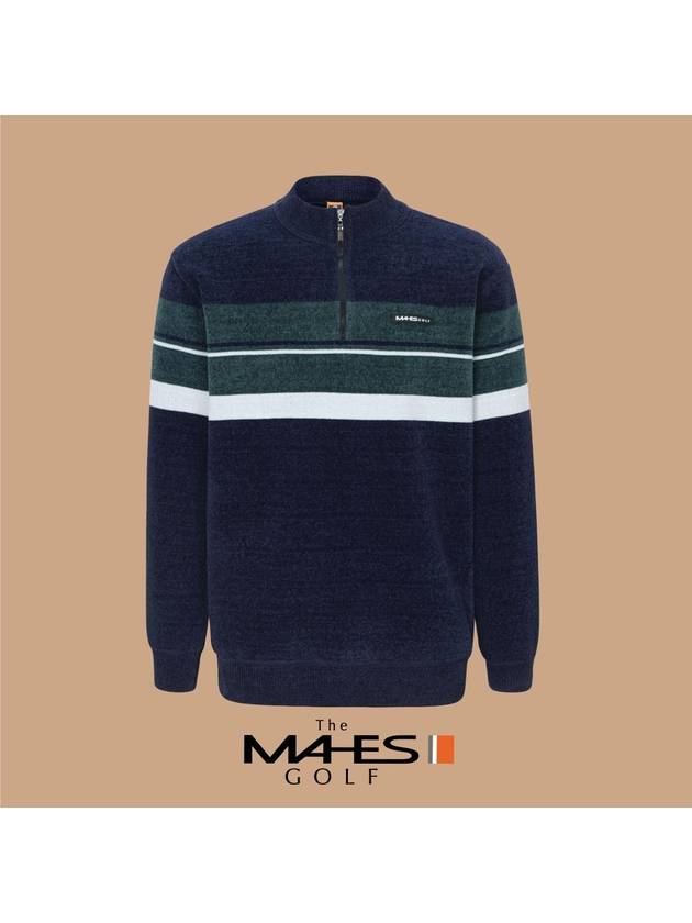 Men s Knit Sweater Black Label Velvet Lining Span Half Zip Up GN30606 - MAHES - BALAAN 1