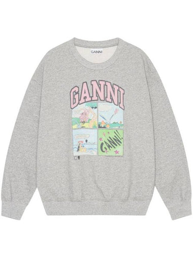 Printed Sweatshirt Grey - GANNI - BALAAN 1