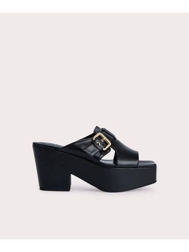 Lenka Gloss Leather Pumps Mule Black - BY FAR - BALAAN 1