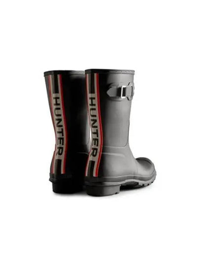 Women's Tricolor Logo Backstrap Short Rain Boots Black - HUNTER - BALAAN 2