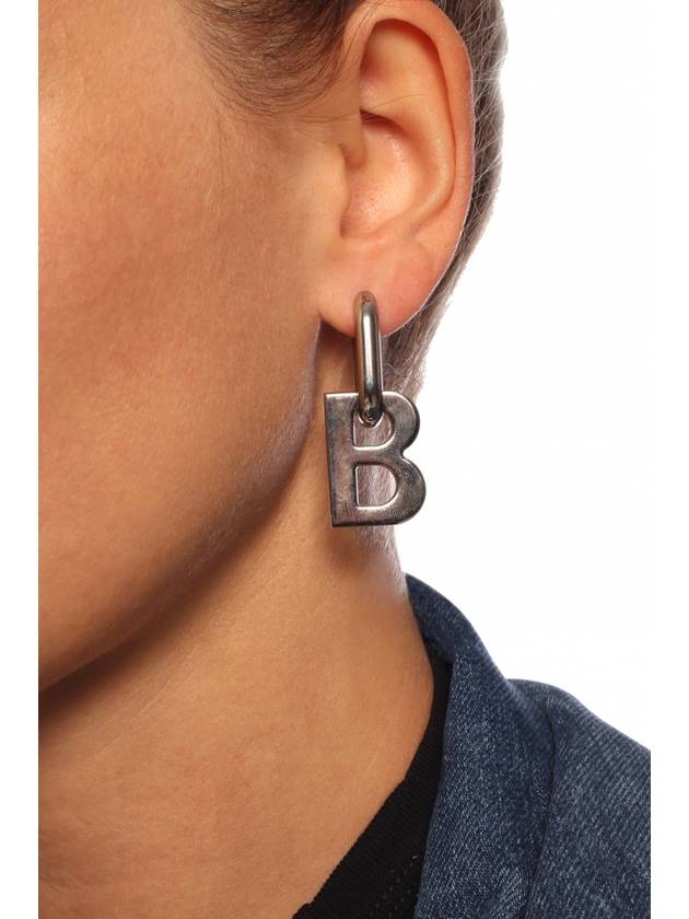 B Logo XL Earrings Silver - BALENCIAGA - BALAAN 3