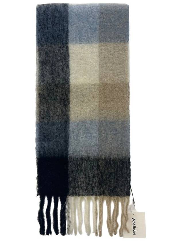 Check Mohair Muffler Blue Beige Black - ACNE STUDIOS - BALAAN 3