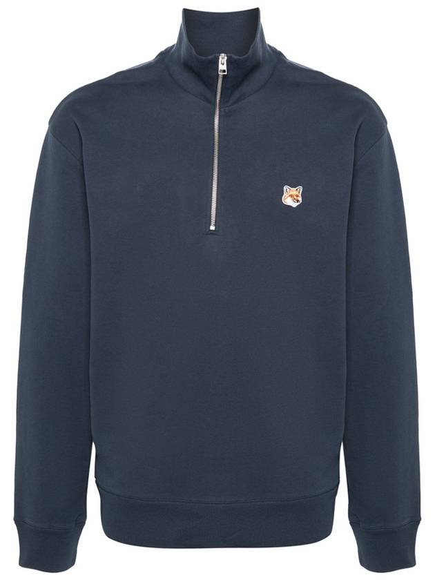 Fox Head Patch Half Zipper Sweatshirt Ink Blue - MAISON KITSUNE - BALAAN 2