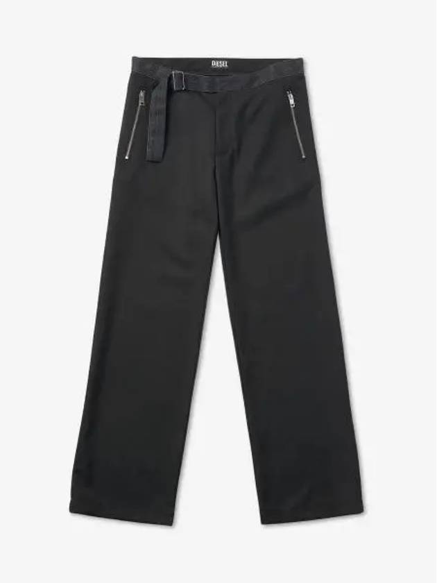 Belt Waist Straight Pants Black - DIESEL - BALAAN 2