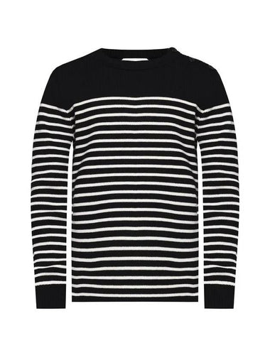 Striped Wool Knit Top Black White - SAINT LAURENT - BALAAN 1