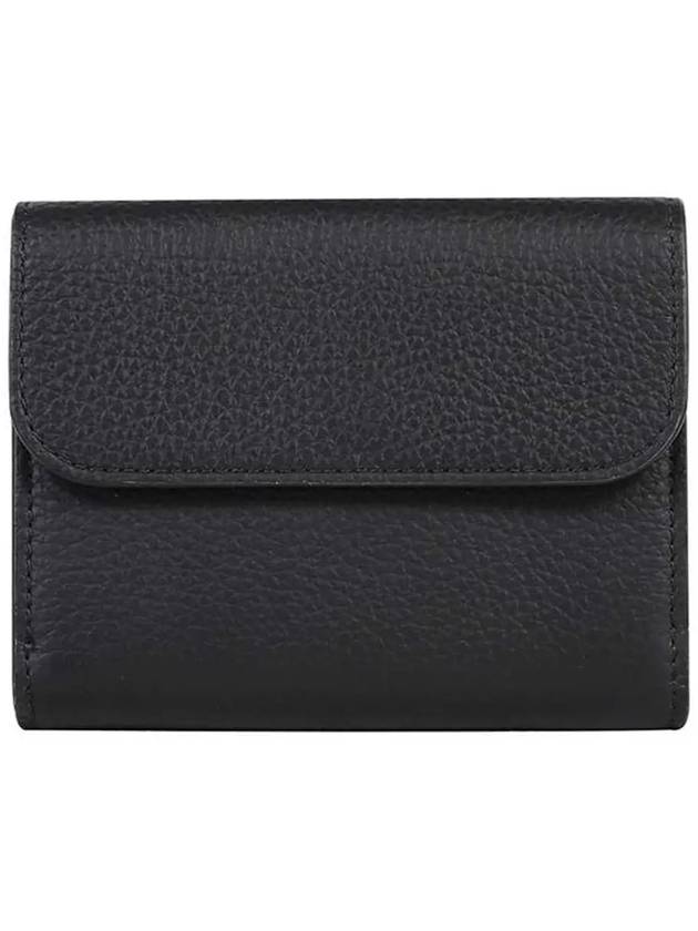 Alphabet Grain Leather Flap Small Half Wallet Black - CHLOE - BALAAN 4