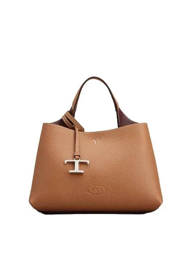 Logo Charm Leather Micro Tote Bag Brown - TOD'S - BALAAN 3