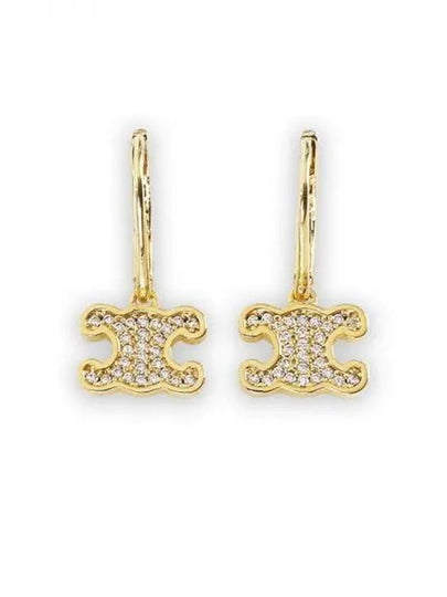 Triomphe Rhinestone Earrings Gold - CELINE - BALAAN 2