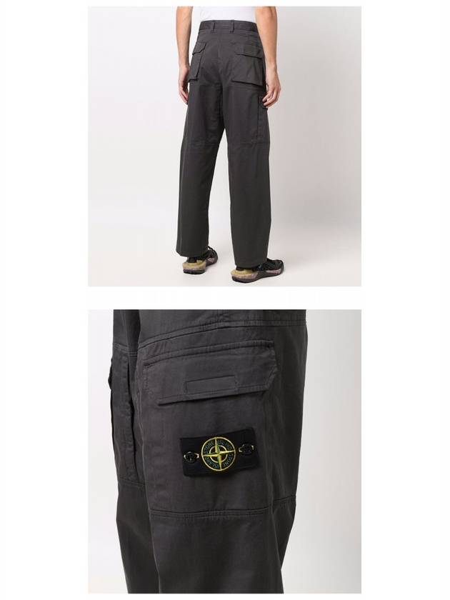 Stretch Cotton Wool Satin Cargo Pants Charcoal - STONE ISLAND - BALAAN 6