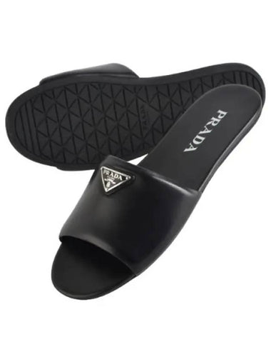 Logo leather slides - PRADA - BALAAN 1