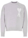 Intarsia Heart Logo Knit Top Earl Grey Ivory - AMI - BALAAN 5