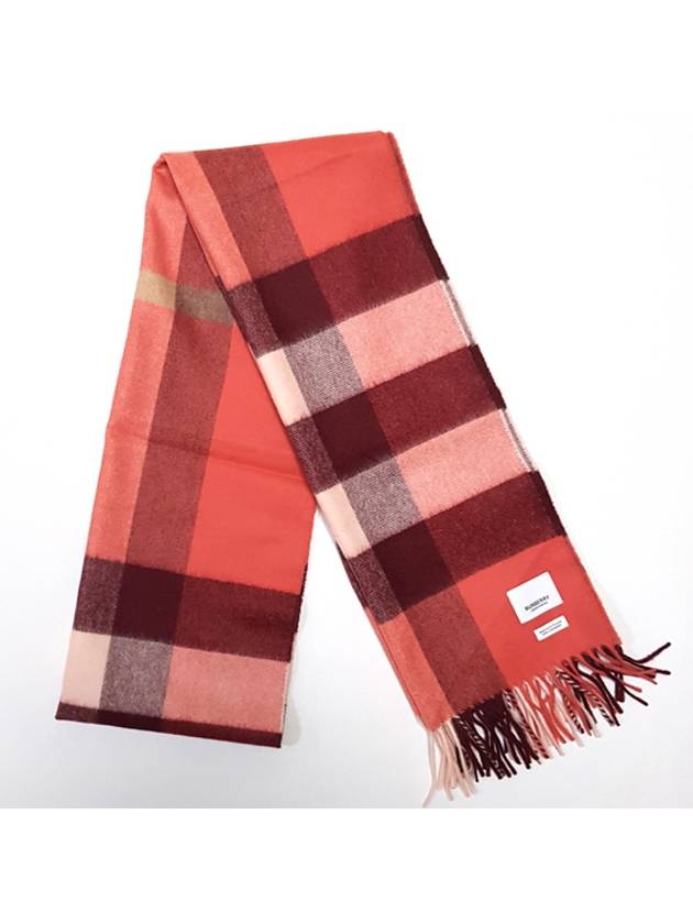 Large Check Cashmere Muffler Red - BURBERRY - BALAAN.