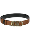 Gancini Reversible Leather Belt Black Sella - SALVATORE FERRAGAMO - BALAAN 1