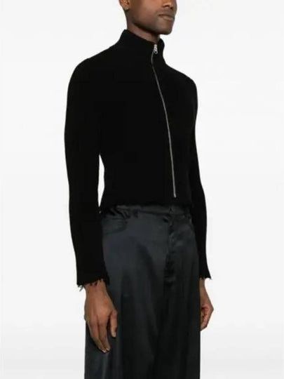 Ribbed Zipper Cotton Cardigan Black - MAISON MARGIELA - BALAAN 2