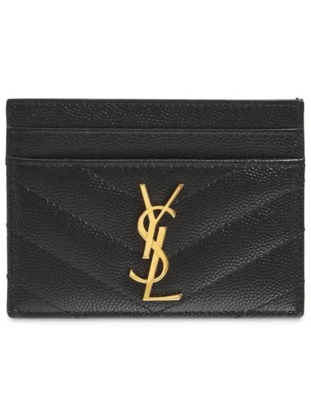 Gold Hardware Matelasse Caviar Leather Card Wallet Black - SAINT LAURENT - BALAAN 2