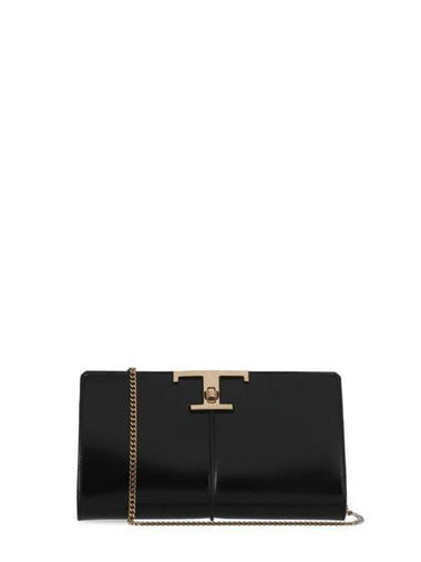 Women's T Logo Timeless Chain Clutch Bag Black - TOD'S - BALAAN 1