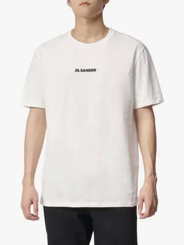 Logo Print Crew Neck Short Sleeve T-shirt Porcelain - JIL SANDER - BALAAN 2