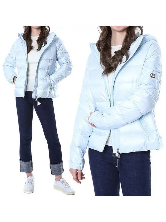 GRES logo patch goose down women's hooded padded jumper 1A00064 595ZZ 70S - MONCLER - BALAAN 1