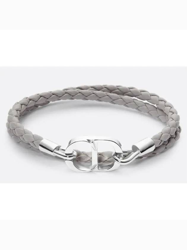 CD Icon Braided Leather Bracelet Grey - DIOR - BALAAN 2