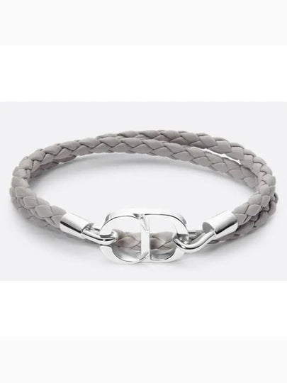 CD Icon Braided Leather Bracelet Grey - DIOR - BALAAN 2