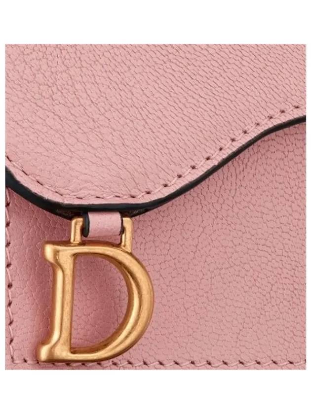 Saddle Bloom Goatskin Flap Card Wallet Antique Pink - DIOR - BALAAN 6