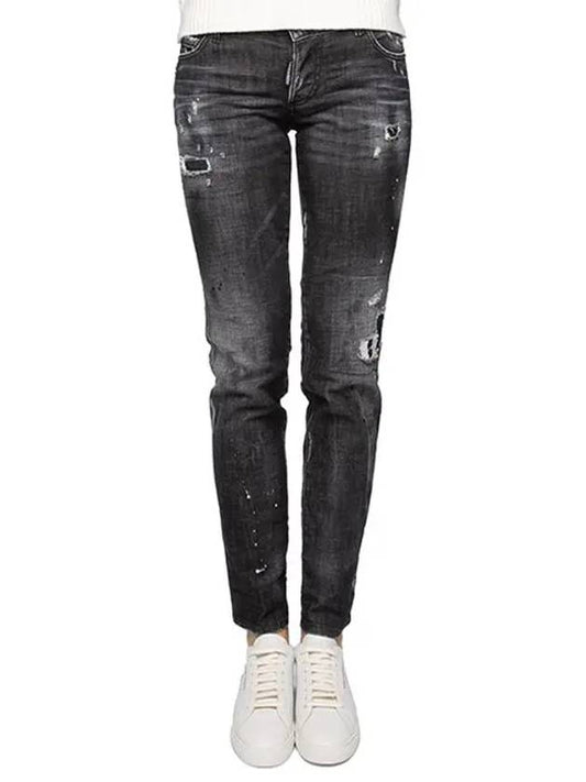 Jennifer Cropped Jeans Black S75LB0655 - DSQUARED2 - BALAAN 2