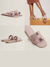 Oran Leather Sandals Rose Porcelaine - HERMES - BALAAN 7