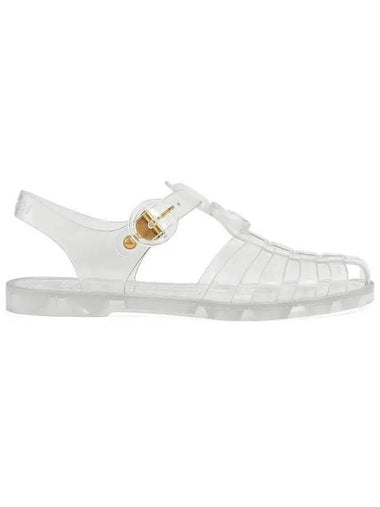 Women's Double G Transparent Rubber Sandals White - GUCCI - BALAAN 1