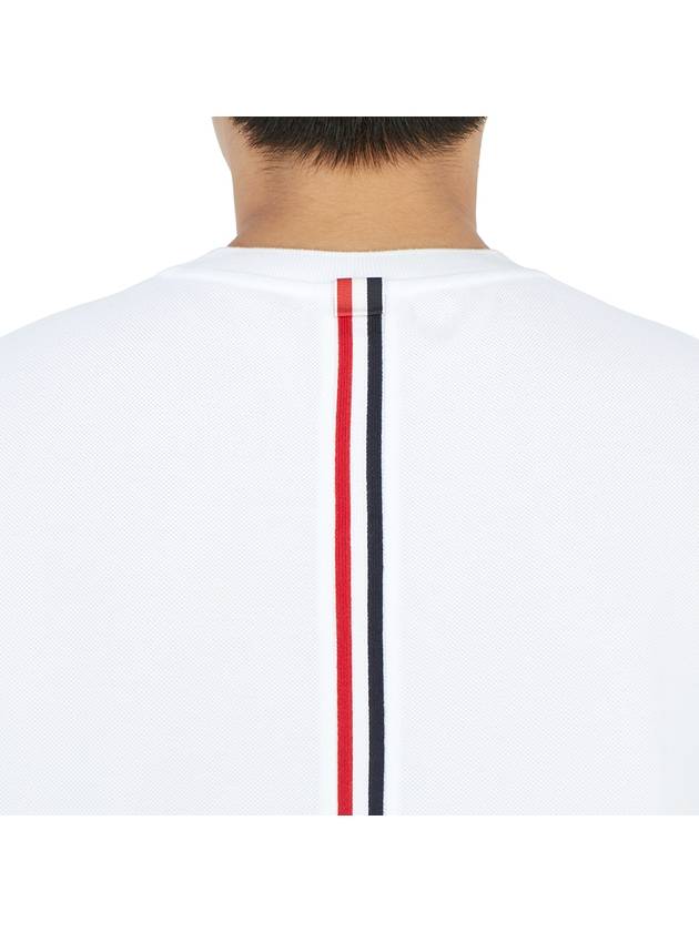 Men's Center Back Striped Short Sleeve T-Shirt White - THOM BROWNE - BALAAN 9