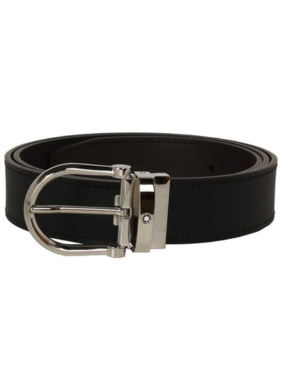 Horseshoe Buckle Reversible Leather Belt Black Brown - MONTBLANC - BALAAN 2