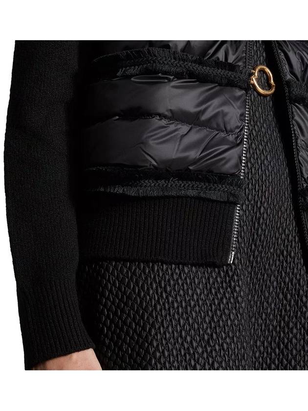 Wool Padded Zip-Up Cardigan Black - MONCLER - BALAAN 7