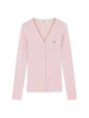 Maison Kitsune Baby Fox Patch Fine Ribbed Cardigan Pale Pink NW00507KT1091 P607 - MAISON KITSUNE - BALAAN 2