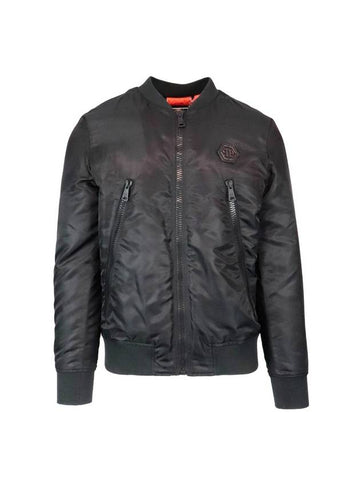 ISTITUTIONAL Nylon Bomber Jacket Black - PHILIPP PLEIN - BALAAN 1