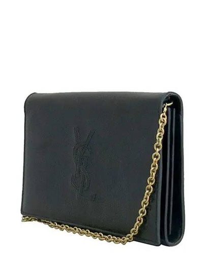 YSL Yip 279106 Black Color Patent Monogram Stitch Square Flap Gold Chain Clutch Shoulder Bag - SAINT LAURENT - BALAAN 2