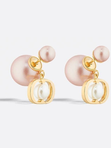 Dior Tribales Earrings Gold Finish Metal Pale Pink - DIOR - BALAAN 1