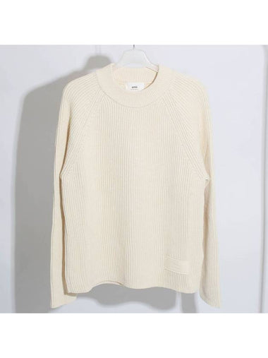 Logo Patch Knit Top Ivory - AMI - BALAAN 1