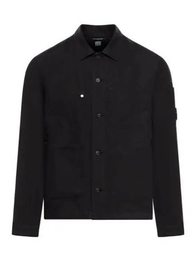 Cotton Linen Over Long Sleeve Shirt Black - CP COMPANY - BALAAN 2