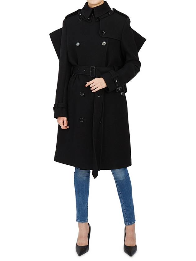 WoMen's Panel Detail Cashmere Wool Blend Trench Coat Black - BURBERRY - BALAAN 9