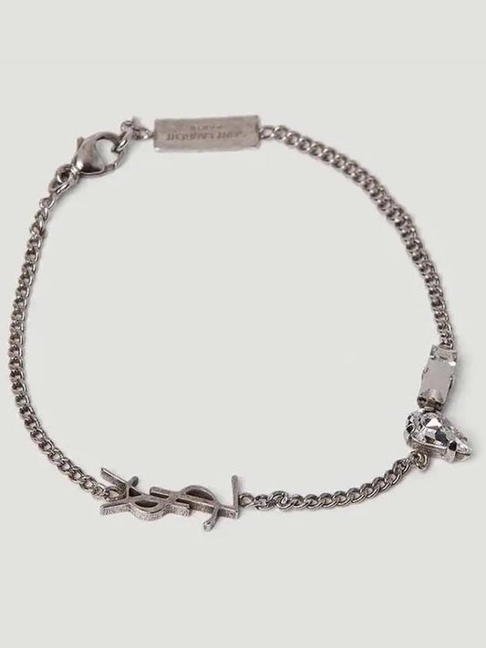 Opyum Charm Bracelet In Metal And Rhinestone Oxidized Silver - SAINT LAURENT - BALAAN 2