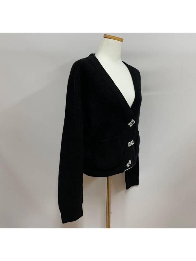 butterfly button alpaca wool cardigan black - GANNI - BALAAN 3