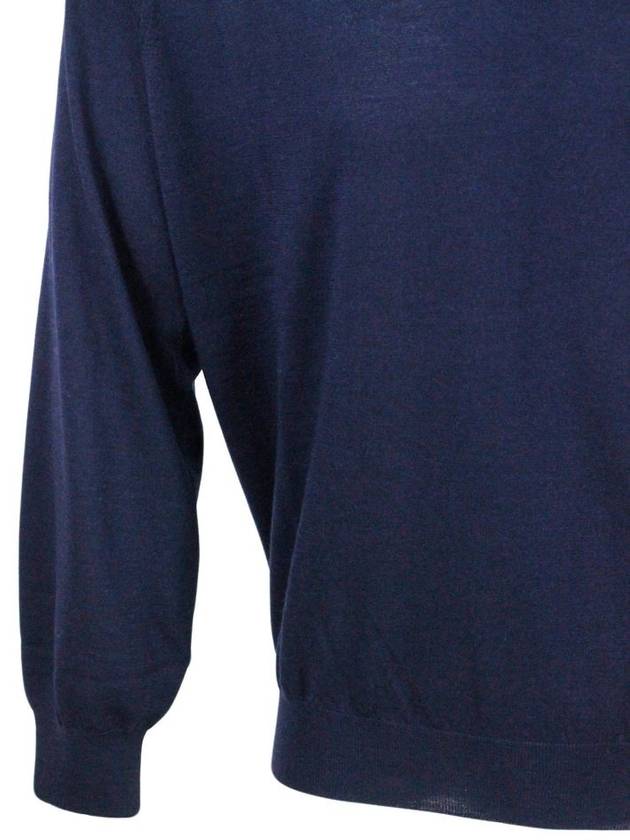 Wool Cashmere Knit Top Navy - BRUNELLO CUCINELLI - BALAAN 6