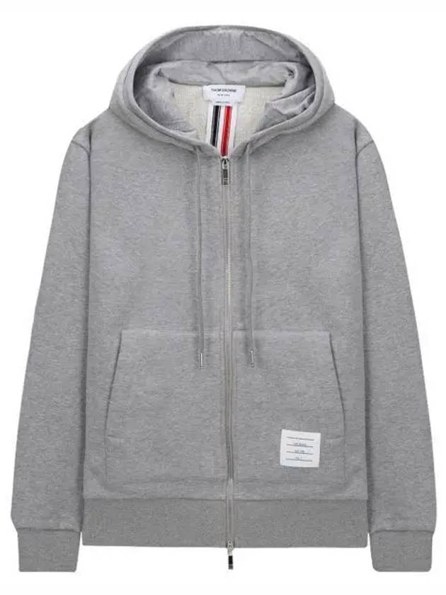 Center Back Stripe Cotton Zip Up Hoodie Light Grey - THOM BROWNE - BALAAN 2