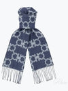 Gancini Wool Muffler Navy - SALVATORE FERRAGAMO - BALAAN 2