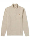 Embroidered Pony Logo Half Zip-Up Knit Top Beige - POLO RALPH LAUREN - BALAAN 2